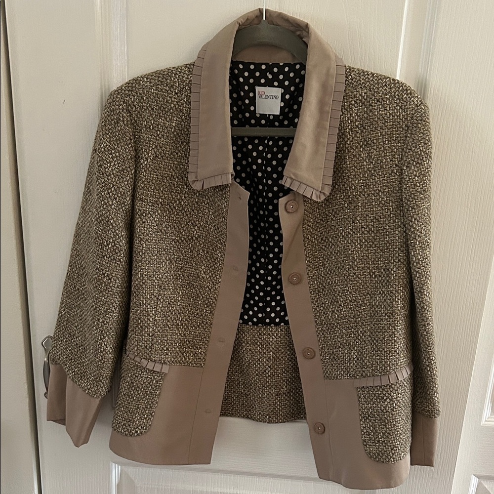 Red Valentino Women's Beige and Brown Textured Blazer